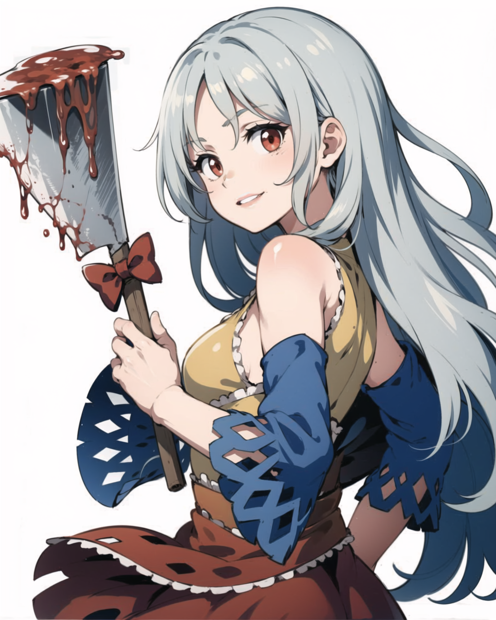 00655-2549783690-masterpiece, best quality, _lora_SakataNemuno_1_,1girl, long hair, solo, red eyes, smile, looking at viewer, weapon, detached sl.png